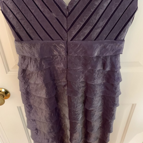 Cache Shimmer Purple Layered V-neck Cocktail Dress - Picture 6 of 7